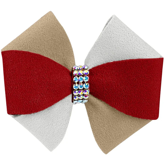 Susan Lanci Game Day Glam Red & Doe Pinwheel Bow Hair Bow - Posh Puppy Boutique