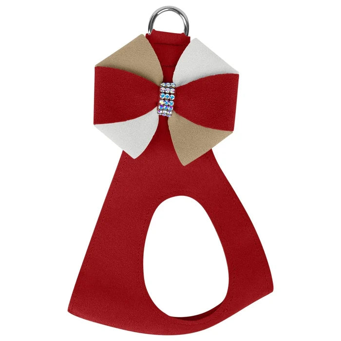Susan Lanci Game Day Glam Red & Doe Pinwheel Bow Step In Harness - Posh Puppy Boutique