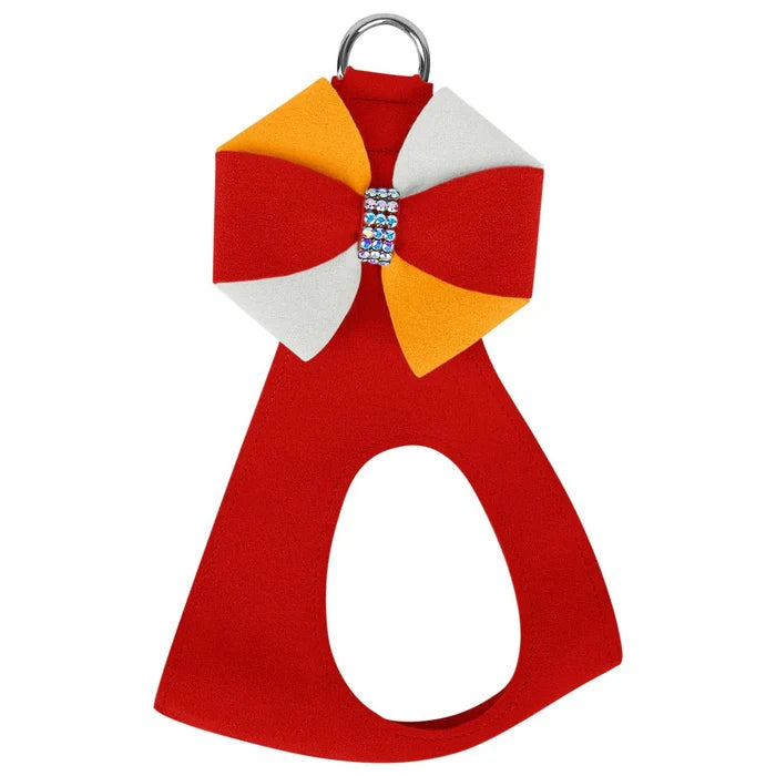 Susan Lanci Game Day Glam Red Pepper Pinwheel Bow Step In Harness - Posh Puppy Boutique