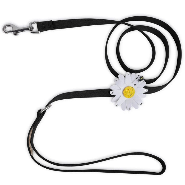 Susan Lanci Large Daisy with AB Crystal Ultrasuede Dog Leashes - Many Colors - Posh Puppy Boutique