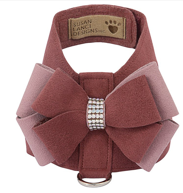 Susan Lanci Mulberry Harness with Rosewood Nouveau Bow - Posh Puppy Boutique