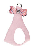Susan Lanci Peaches N Cream Glen Houndstooth Big Bow Puppy Pink Step In Harness - Posh Puppy Boutique