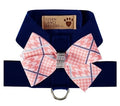 Susan Lanci Peaches N Cream Glen Houndstooth Nouveau Bow Tinkie Harness - Posh Puppy Boutique