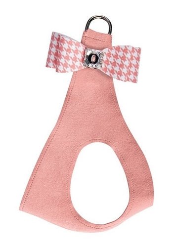 Susan Lanci Peaches N Cream Houndstooth Big Bow Step In Harness - Posh Puppy Boutique