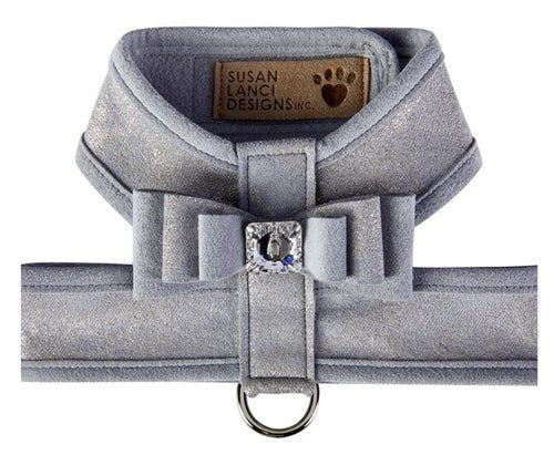 Susan Lanci Platinum Glitzerati Really Big Bow Tinkie Harness with Platinum Trim - Posh Puppy Boutique