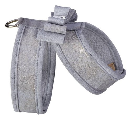 Susan Lanci Platinum Glitzerati Really Big Bow Tinkie Harness with Platinum Trim - Posh Puppy Boutique