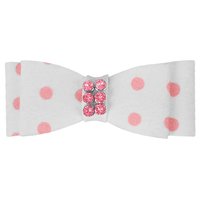 Susan Lanci Polka Dot Pink Giltmore Hair Bow - Posh Puppy Boutique