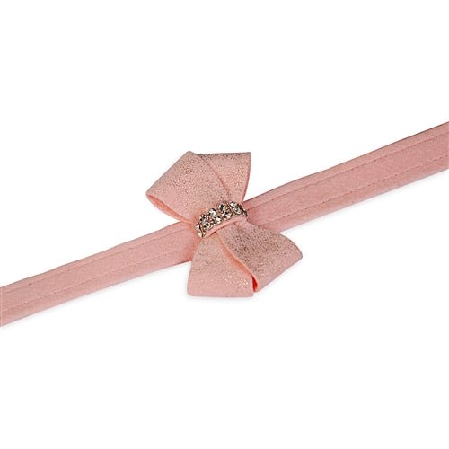 Susan Lanci Puppy Pink Glitzerati Nouveau Bow 3 Row Giltmore Collar - Posh Puppy Boutique