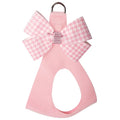 Susan Lanci Puppy Pink Houndstooth Nouveau Bow with Pink Giltmore Step In Harness - Posh Puppy Boutique