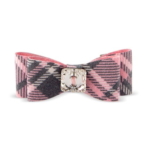 Susan Lanci Scotty Big Bow Hair Bow - Puppy Pink Plaid - Posh Puppy Boutique