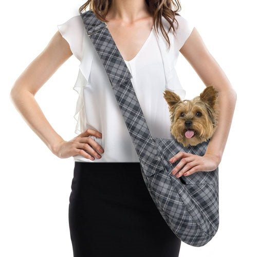 Susan Lanci Scotty Charcoal Plaid Cuddle Carrier - Posh Puppy Boutique