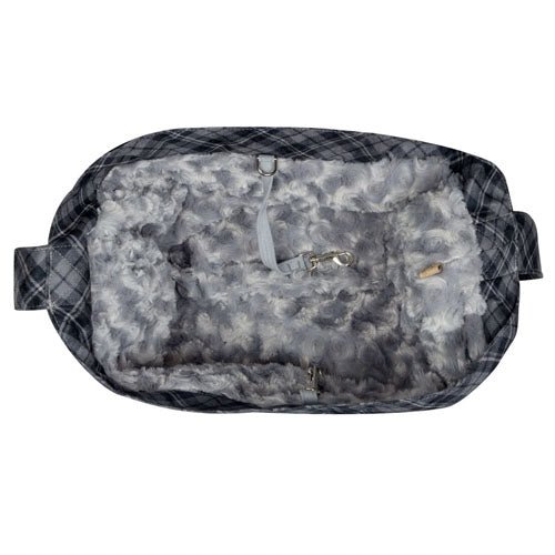 Susan Lanci Scotty Charcoal Plaid Cuddle Carrier - Posh Puppy Boutique