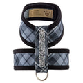 Susan Lanci Scotty Crystal Rocks Tinkie Harness Charcoal Plaid - Posh Puppy Boutique