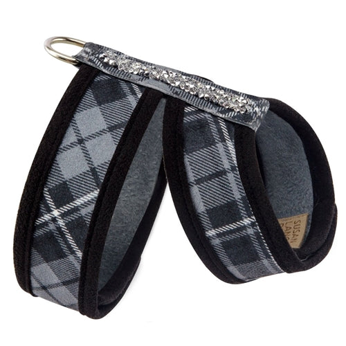 Susan Lanci Scotty Crystal Rocks Tinkie Harness Charcoal Plaid - Posh Puppy Boutique