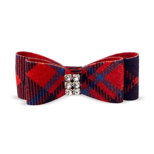 Susan Lanci Scotty Giltmore Hair Bow - Chestnut Plaid - Posh Puppy Boutique