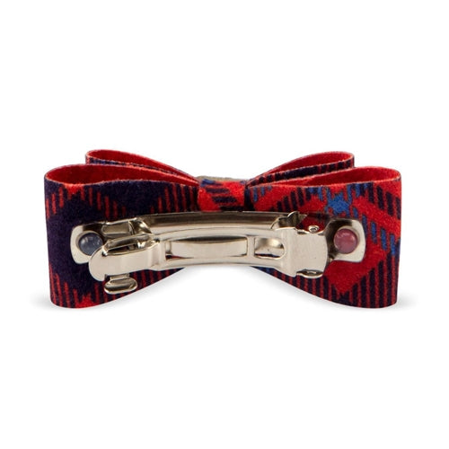 Susan Lanci Scotty Giltmore Hair Bow - Chestnut Plaid - Posh Puppy Boutique