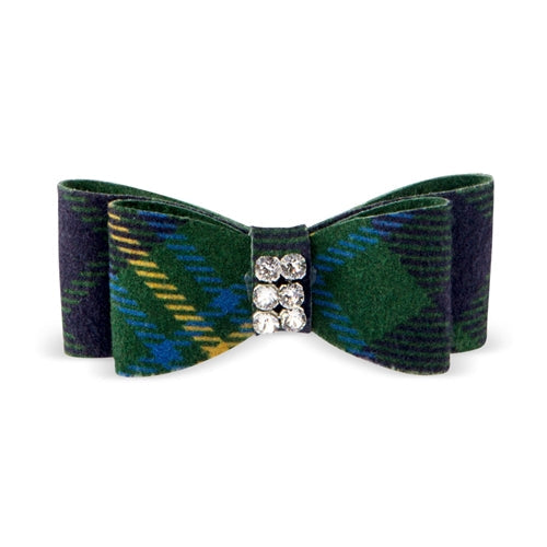Susan Lanci Scotty Giltmore Hair Bow - Forrest Plaid - Posh Puppy Boutique