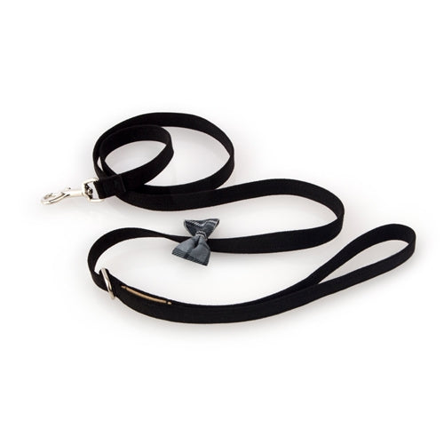Susan Lanci Scotty Leash Charcoal Plaid Bow Tie - Posh Puppy Boutique