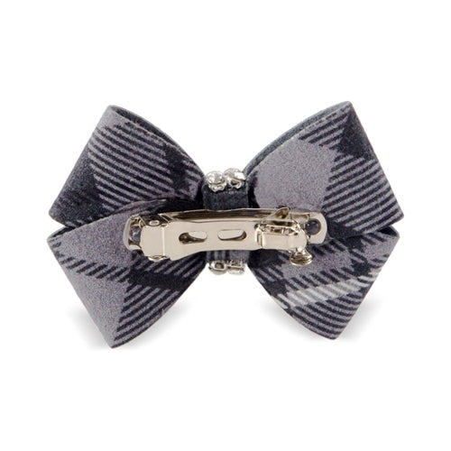 Susan Lanci Scotty Nouveau Hair Bow - Charcoal Plaid - Posh Puppy Boutique