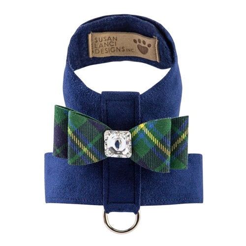 Susan Lanci Scotty Tinkie Harness Big Bow Forrest Plaid - Posh Puppy Boutique