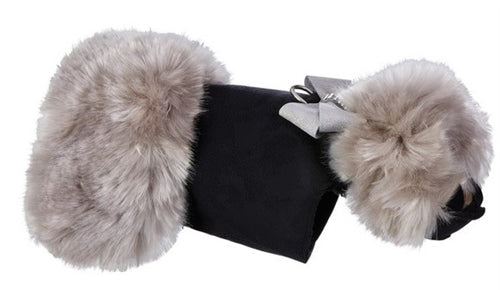 Susan Lanci Soft Silver Fox Coat with Platinum Glitzerati Nouveau Bow - Posh Puppy Boutique
