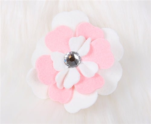 Susan Lanci Special Occasion Hair Bow - Puppy Pink - White - Posh Puppy Boutique
