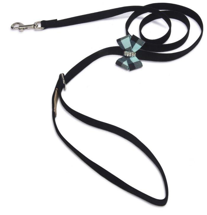Susan Lanci Tiffi Gingham Nouveau Bow Ultrasuede Collar - Posh Puppy Boutique
