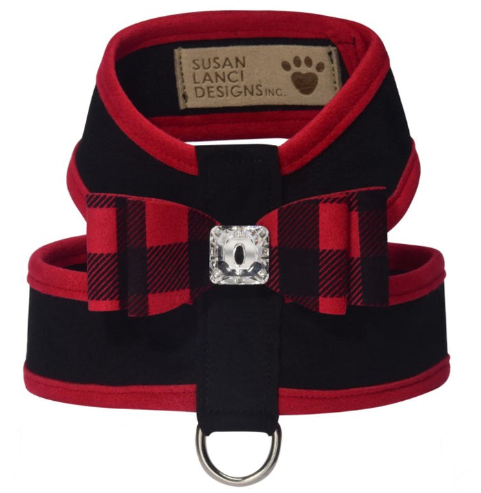 Susan Lanci Tinkie Harness With Red Gingham Big Bow - Posh Puppy Boutique