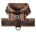 Susan Lanci Two Tone Chocolate Glen Houndtooth Big Bow Tinkie Harness - Posh Puppy Boutique