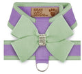 Susan Lanci Two Tone Nouveau Bow Tinkie Harness in French Lavender and Mint with Matching Leash - Posh Puppy Boutique