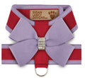 Susan Lanci Two Tone Nouveau Bow Tinkie Harness in Red and French Lavender - Posh Puppy Boutique