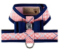 Susan Lanci Two Tone Peaches N Cream Glen Houndstooth Big Bow Harness - Posh Puppy Boutique