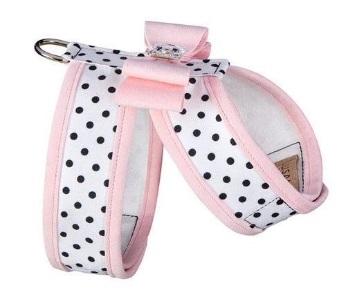 Susan Lanci Two Tone Polka Dot Big Bow Tinkie Harness - Posh Puppy Boutique