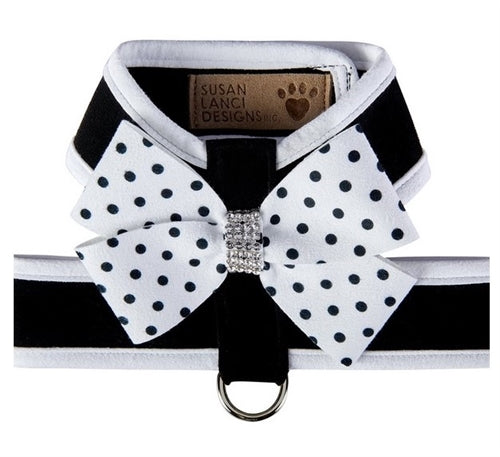Susan Lanci Two Tone Polka Dot Nouveau Bow Tinkie Harness - Posh Puppy Boutique