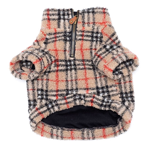 Tan Plaid Quarter Zip Pullover