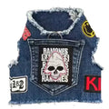 Upcycled Denim Rocker Harness - Ramones - Posh Puppy Boutique