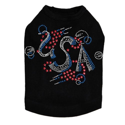 USA Large Rhinestone Tank - Many Colors - Posh Puppy Boutique