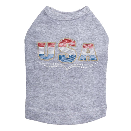 USA Tricolor Rhinestone Tank- Many Colors - Posh Puppy Boutique