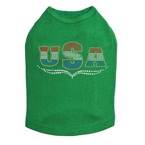 USA Tricolor Rhinestone Tank- Many Colors - Posh Puppy Boutique