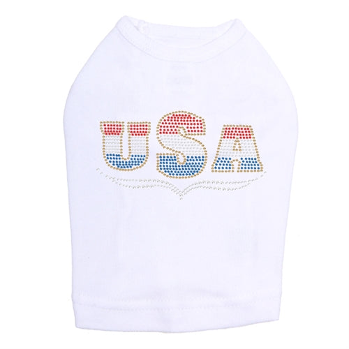 USA Tricolor Rhinestone Tank- Many Colors - Posh Puppy Boutique