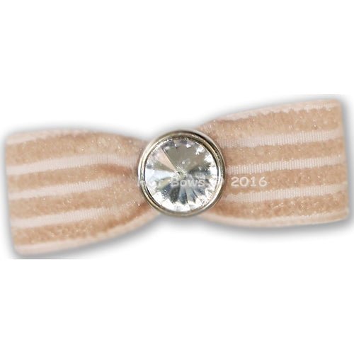 Velvet Bling Hair Bow - Tan - Posh Puppy Boutique
