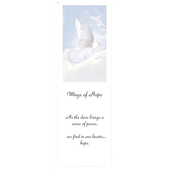 Wings of hope bookmarks used in funeral service operations, from lynch supply