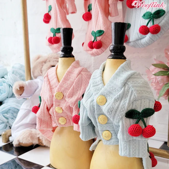 Wooflink Cherry Knit Cardigan - Blue