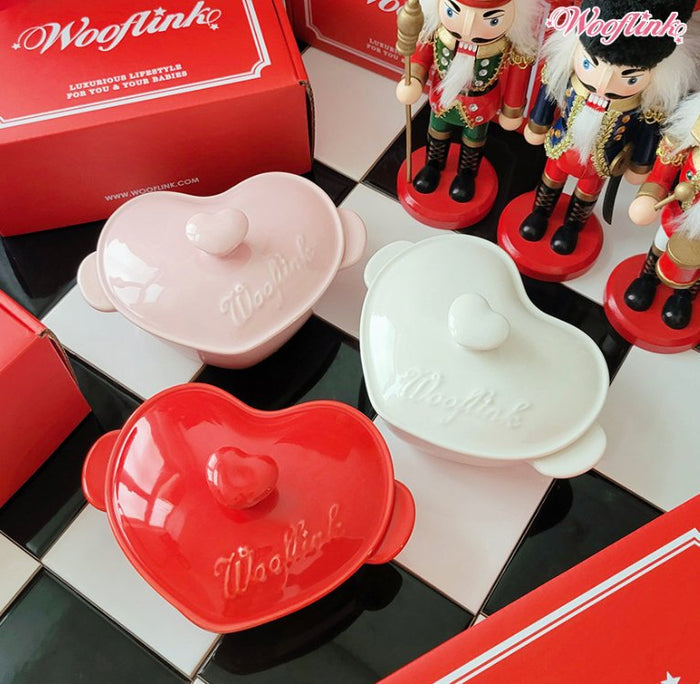 Wooflink Heart Bowl with Lid in Many Colors - Posh Puppy Boutique