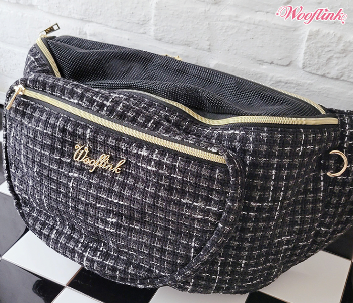 Wooflink Hug Me Bag - Tweed Black