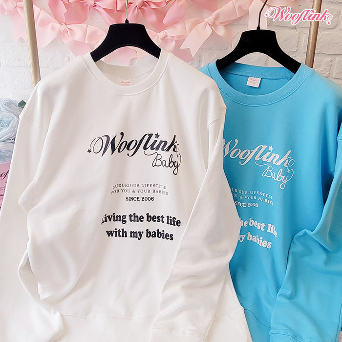 Wooflink Living the Best Life With My Mom Sweatshirt in Blue